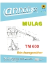 MULAG  Böschungsmäher Typ TM 600 Montageanleitung & Wartungsanweisung & Reparaturanleitung & Bedienungsanweisung & Bild- Ersatzteilliste - annoligno 346